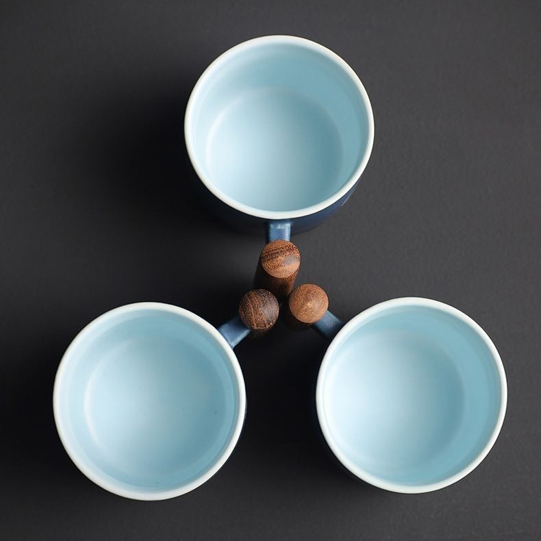 ✨Phong Cách Nhật Bản Tay Cầm Bằng Gỗ Trà Gradient Glazer Gốm Kung Fu Cốc Trà Nhỏ Cốc Đơn Master Cup Trà Cốc Nước