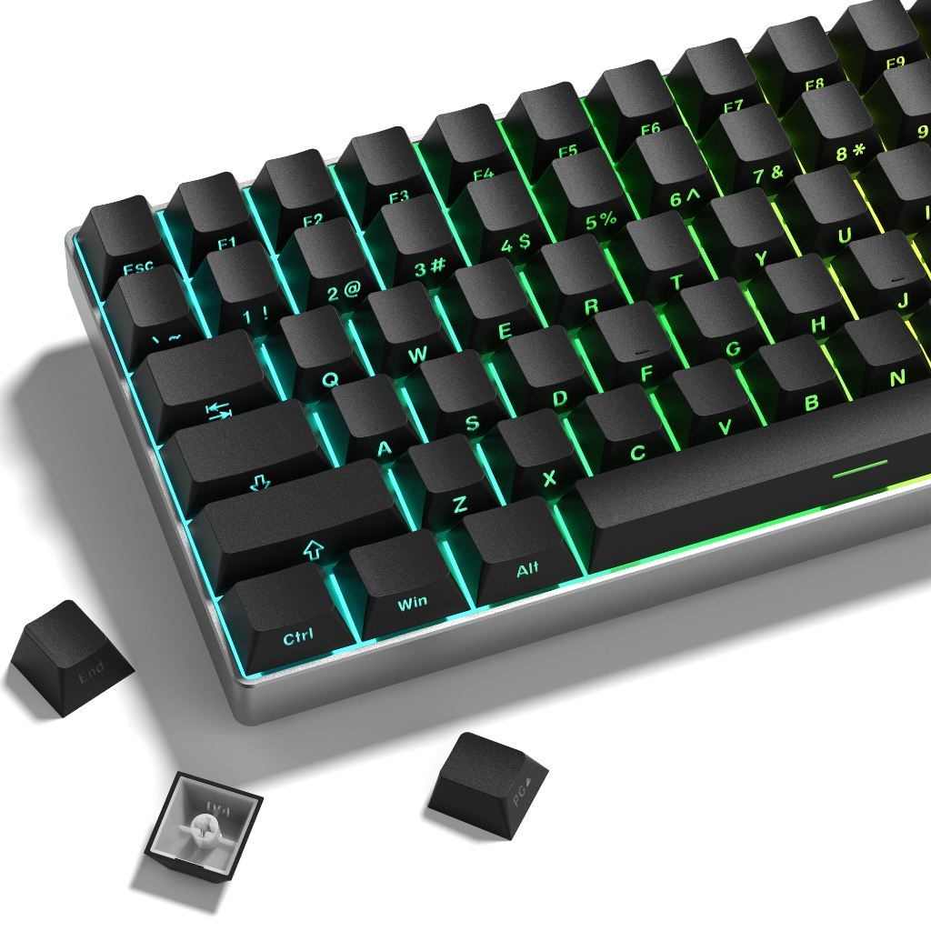 123 Phím PBT Đen Nguyên Chất Double Shot Side In Bóng Qua Keycap Cherry ...