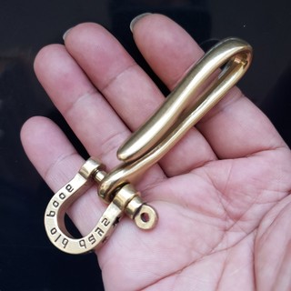 Móc khóa chữ U bằng đồng thau nguyên khối hạng nặng Móc thắt lưng có còng D Chiều dài: 9,5cm