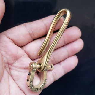 Móc khóa chữ U bằng đồng thau nguyên khối hạng nặng Móc thắt lưng có còng D Chiều dài: 9,5cm