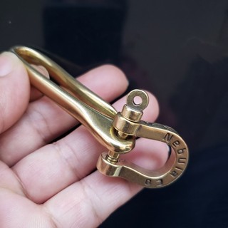 Móc khóa chữ U bằng đồng thau nguyên khối hạng nặng Móc thắt lưng có còng D Chiều dài: 9,5cm