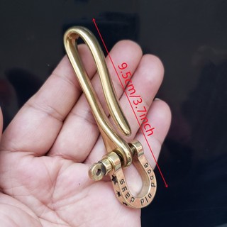 Móc khóa chữ U bằng đồng thau nguyên khối hạng nặng Móc thắt lưng có còng D Chiều dài: 9,5cm