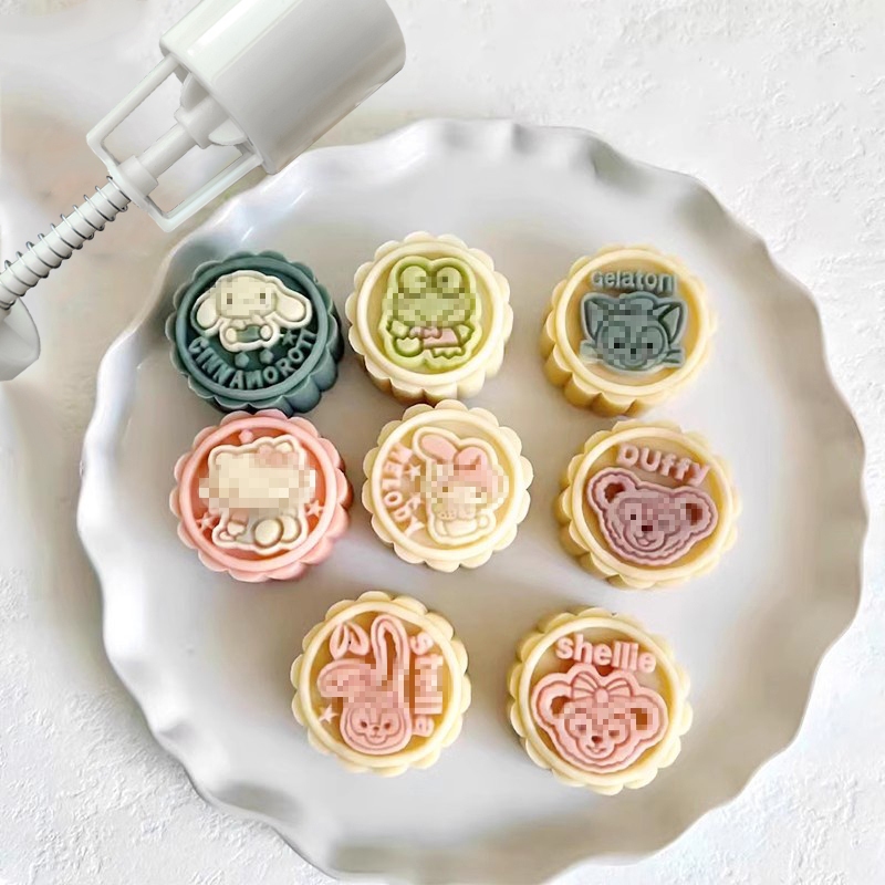 Bộ 50g Hoạt Hình Bánh Trung Thu Khuôn Bấm Chết Đậu Xanh Khuôn Bánh Áp Lực Tay Dễ Thương Khuôn Thực Phẩm Bổ Sung Thực Phẩm Bánh Ngọt Stencil