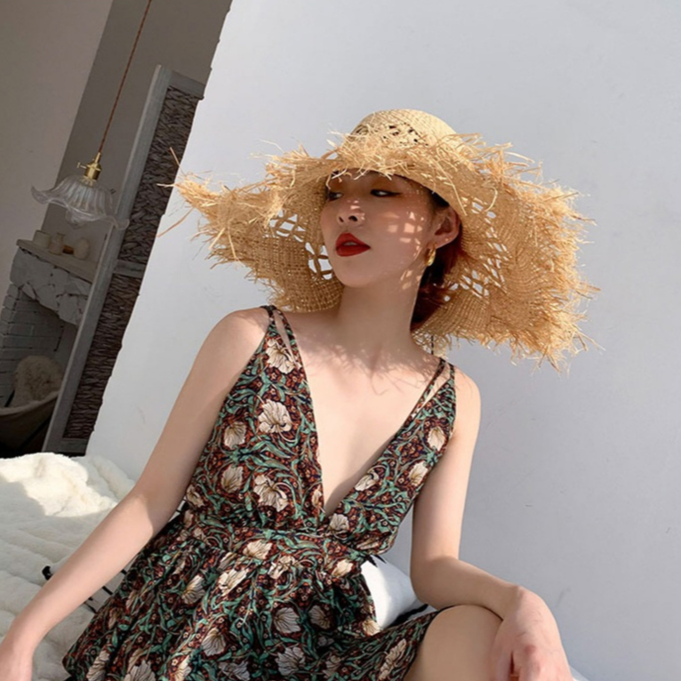 Rtjifss99 Mũ Rơm, Mũ Đi Biển Ống Hút Vành Rộng Lớn, Chống Nắng Chất Lượng Cao Chống Tia UV Thoáng Khí Mũ Chống Nắng Sân Vườn Ngoài Trời Kỳ Nghỉ Câu Cá