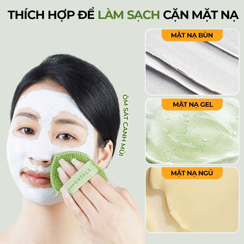 Bộ sản phẩm 3 bông mút bọt biển rửa mặt, mask đất sét AMORTALS Chính Hãng Cao Cấp