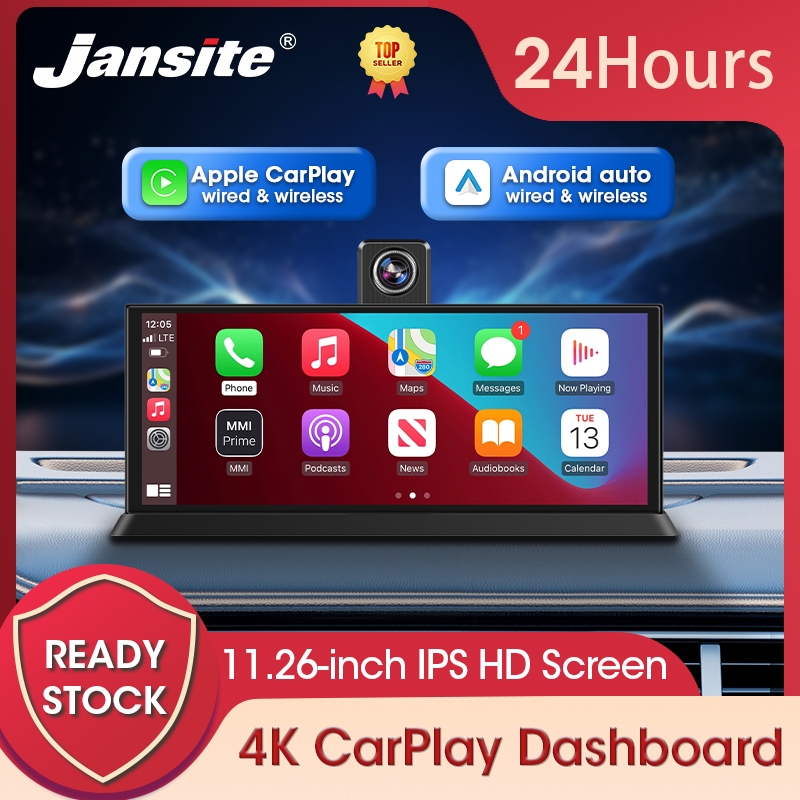 Jansite11.26 inch DVR ô tô ghi âm lái xe Android Auto phía trước 4K ...