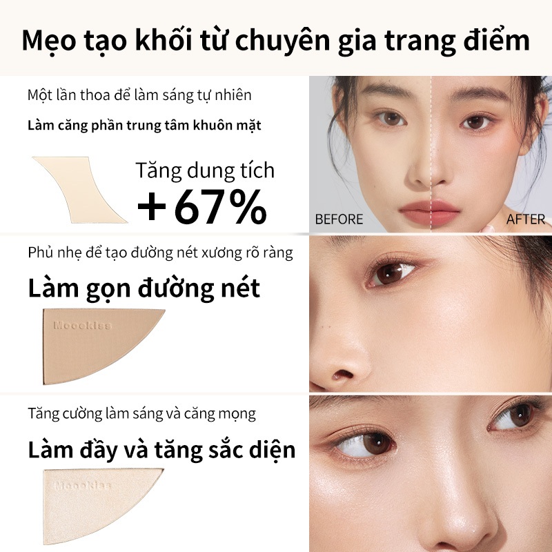 [KOL Combo 9gx2] Combo 2 Bảng Tạo Khối Mooekiss 3 Màu, Định Hình Khuôn Mặt, Hiệu Ứng Tự Nhiên, Lâu Trôi 9gx2