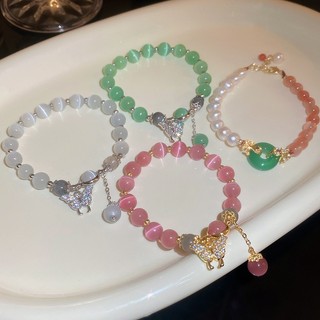 Drejew Kim Cương Zircon Bướm Opal Vòng Tay Thiết Kế Thời Trang Vòng Tay Co Giãn Cá Tính Đa Năng Tính Khí Vòng Tay