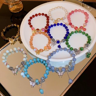 Drejew Kim Cương Zircon Bướm Opal Vòng Tay Thiết Kế Thời Trang Vòng Tay Co Giãn Cá Tính Đa Năng Tính Khí Vòng Tay