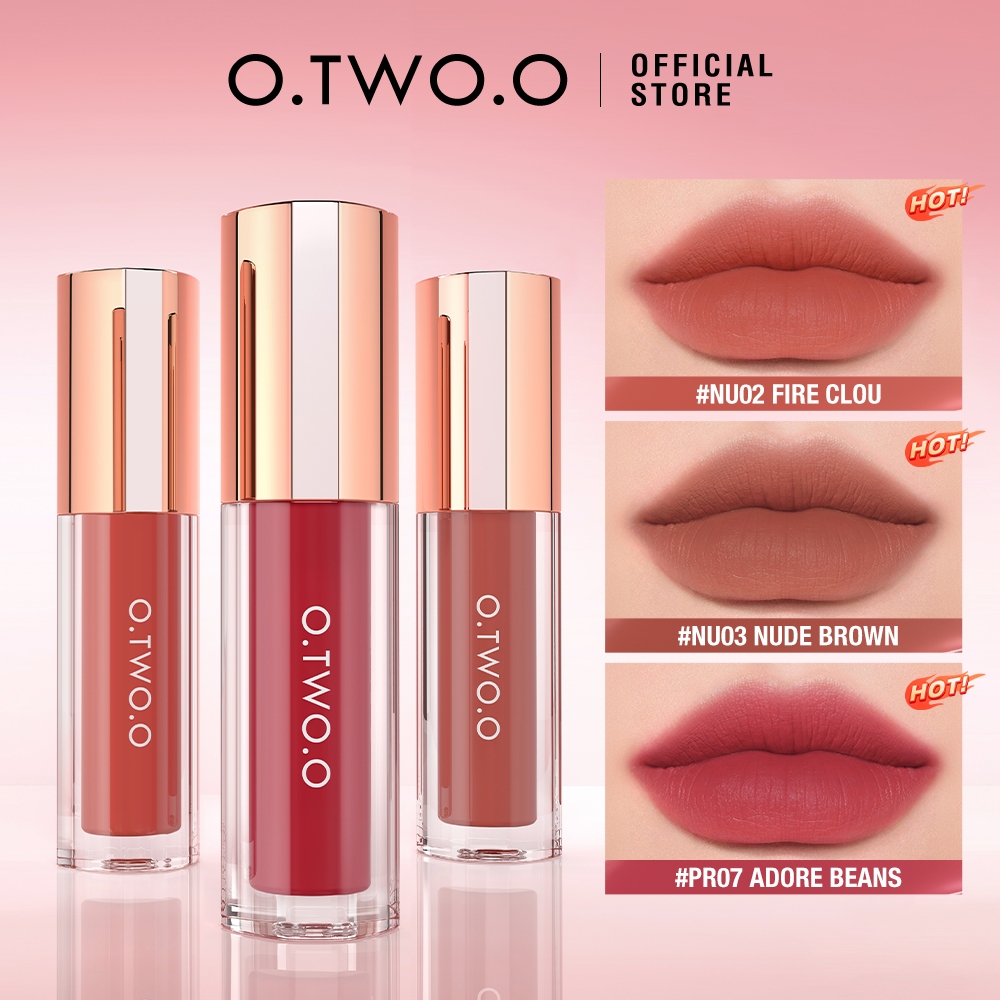Ảnh O.two.o 8 Màu Matte Glaze Siêu Chống Thấm Nước Lâu Dài 24 Giờ Khóa Màu Không Chuyển Đổi Mượt Mịn Mờ Hiệu Ứng Son Môi 1