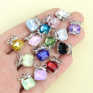 10 Chiếc Kim Cương Giả Pha Lê Nhiều Màu Inlay Nơ Chai Nước Hoa Quyến Rũ, Hình Vuông Sáng Bóng Dễ Thương Với Thiết Kế Nơ Mặt Dây Hợp Kim Cho DIY Vòng Cổ Thời Trang Vòng Tay Bông Tai Túi Phụ Kiện