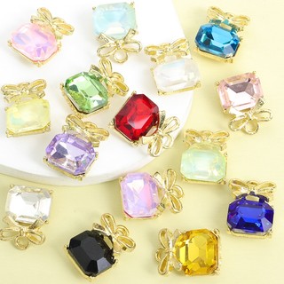10 Chiếc Kim Cương Giả Pha Lê Nhiều Màu Inlay Nơ Chai Nước Hoa Quyến Rũ, Hình Vuông Sáng Bóng Dễ Thương Với Thiết Kế Nơ Mặt Dây Hợp Kim Cho DIY Vòng Cổ Thời Trang Vòng Tay Bông Tai Túi Phụ Kiện