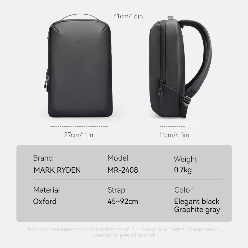 MARK RYDEN Ba lô hai quai nhẹ nhàng, Ngăn đựng laptop, Thiết kế tối giản, Chống thấm nước