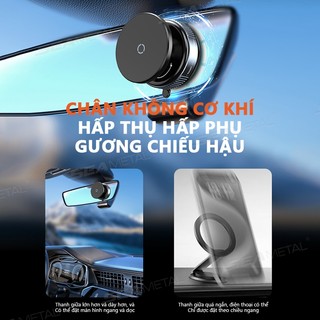 Giá đỡ điện thoại di động gắn trên ô tô từ tính SEAMETAL Hấp phụ chân không 360° Giá đỡ hút siêu mạnh xoay cho Iphone12-15