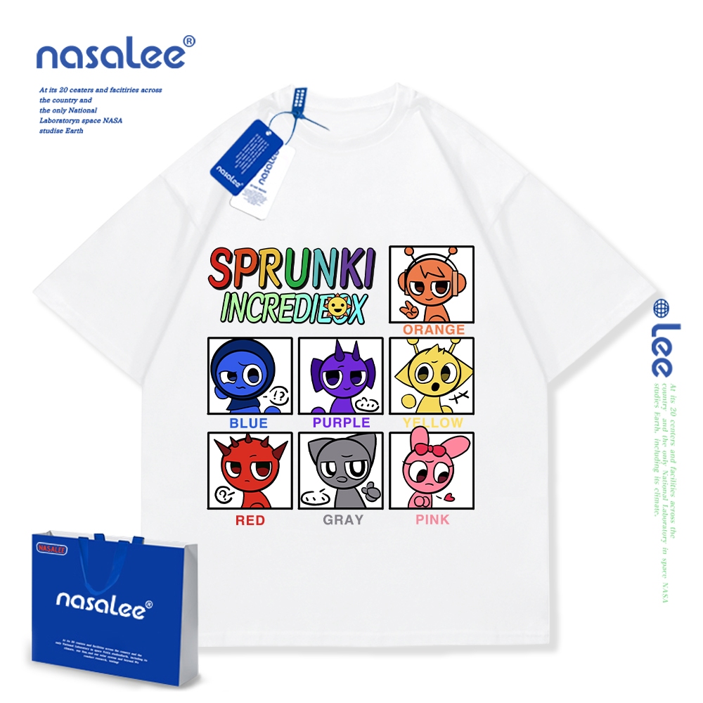 NASA Rhythm Box Sprunki Trẻ Em Mùa Hè Cổ Tròn Tay Ngắn Cotton Nguyên Chất Nam Nữ Trẻ Em Áo Hoạt Hình