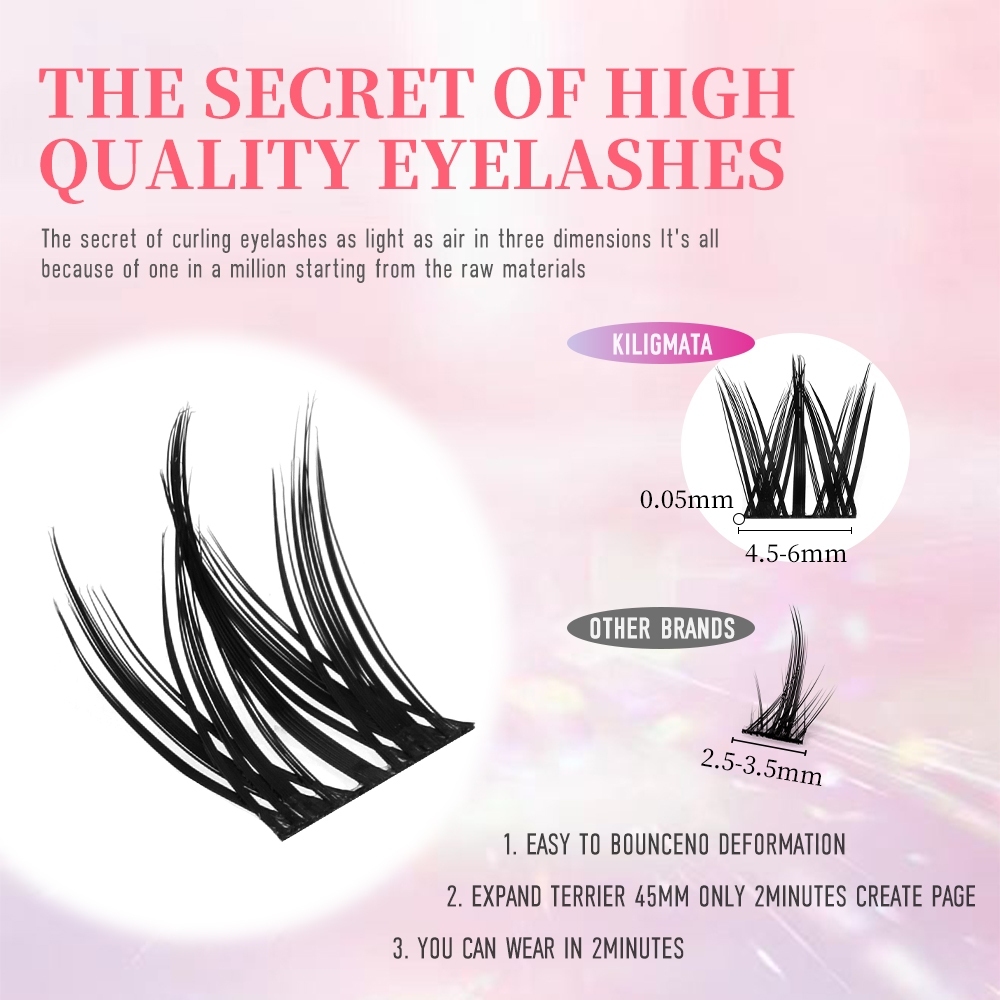 [Vận chuyển miễn phí] Kiligmatata Lông Mi Giả 3D Cong Tự Nhiên 8-14mm C+ Chất lượng cao tái sử dụng