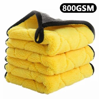 Seametal 800GSM Khăn lau xe hơi Lông cừu san hô Vải làm sạch dày hai mặt siêu thấm