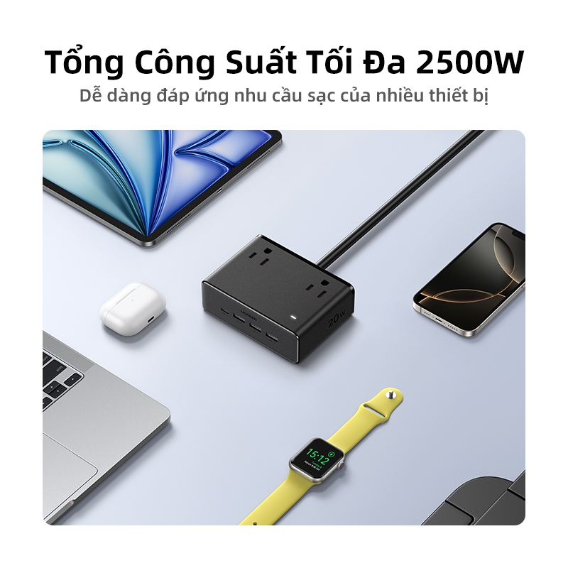 Bảng cắm ổ cắm UGREEN S6 Magic Cube với bảng cắm đa chức năng USB Trạm ...