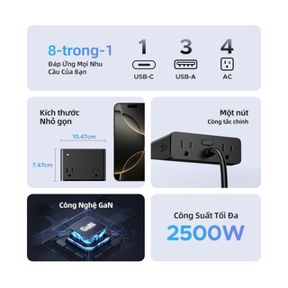 Bảng cắm ổ cắm UGREEN S6 Magic Cube với bảng cắm đa chức năng USB Trạm sạc đa cổng máy tính để bàn điện thoại máy tính