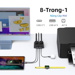 Bảng cắm ổ cắm UGREEN S6 Magic Cube với bảng cắm đa chức năng USB Trạm sạc đa cổng máy tính để bàn điện thoại máy tính