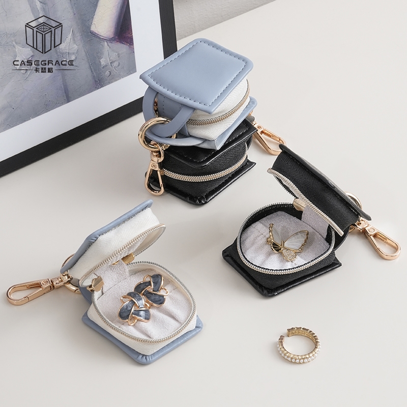 Casegrace Hộp Trang Sức Du Lịch Có Khóa Kéo, Lưu Trữ Nhẫn, Bông Tai, Vòng Cổ, Tặng Kèm Khóa