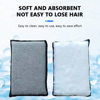Seametal 3 Chiếc Rửa Xe Bọt Biển Khối Mềm Hai Mặt Microfiber Chà Bọt Biển Dụng Cụ Làm Sạch Ô Tô