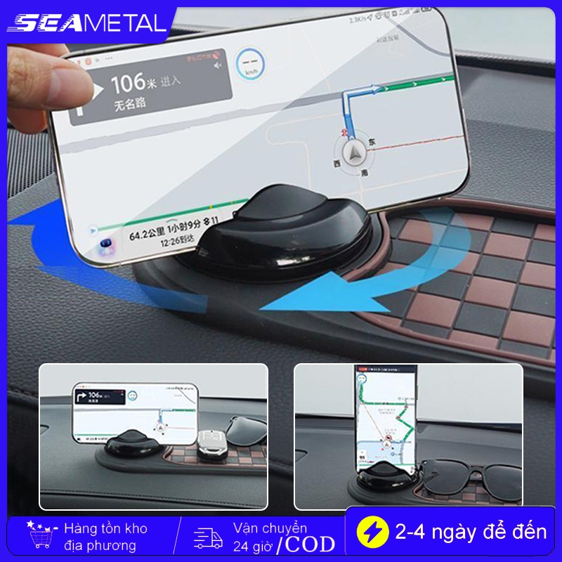 Seametal Xe Đa Năng Giá Đỡ Thảm Chống Trơn Trượt Tấm Số 360° Giá đỡ điện thoại ô tô xoay Biển số đỗ xe Thảm chống trượt