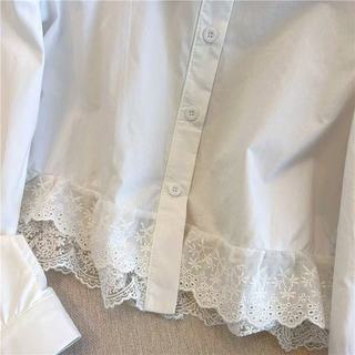 Áo sơ mi dài tay ren dáng rộng phong cách Hàn Quốc dành cho nữ