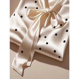 Áo sơ mi dài tay nữ dáng rộng Satin chấm bi phong cách Hàn Quốc