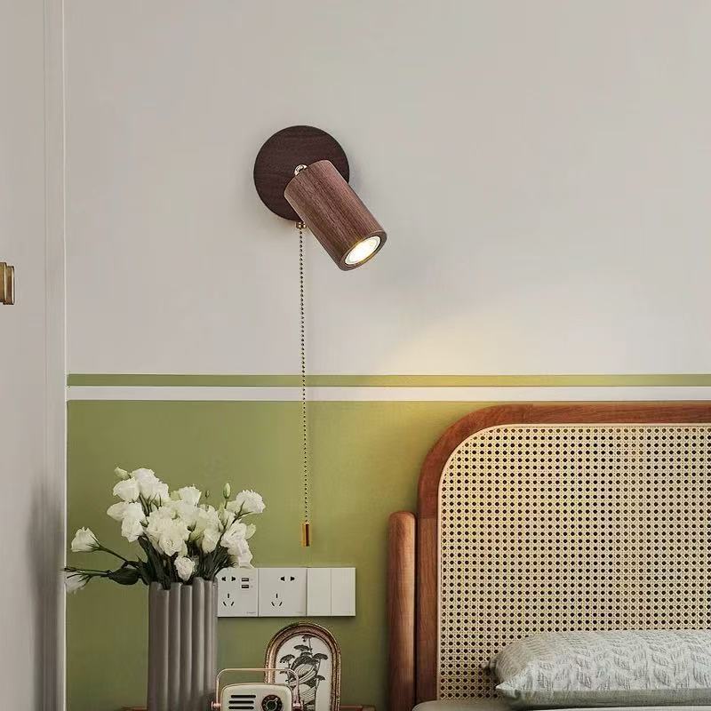 Đèn tường Led phong cách Nhật Bản có công tắc dây kéo, Đèn tường pha óc chó cổ điển, Thích hợp cho phòng khách, phòng ngủ, học tập