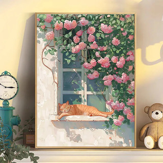 Mozi ✨40 x 50cm / 30 x 40cm tranh số hóa tô màu theo số họa tiết mèo dễ thương, tranh sơn dầu số hoá, bộ tô màu theo số theo yêu cầu