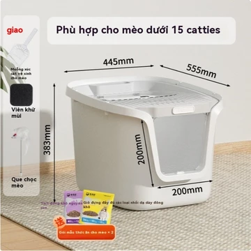 Top In King Size nhà vệ sinh cho mèo cát vệ sinh cho mèo Cát xả lưu vực đầy đủ đóng cửa ngăn chặn mùi bên ngoài splatter nhà vệ sinh mèo sản phẩm phụ kiện vật nuôi
