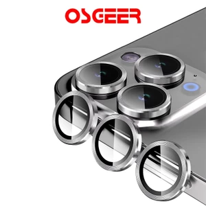 Bảo vệ ống kính máy ảnh OSGEER cho iPhone 11 12 13 14 15 16 Pro Max, [Khay lắp đặt 1 bước] Kính cường lực bảo vệ màn hình Kim loại - XYW313