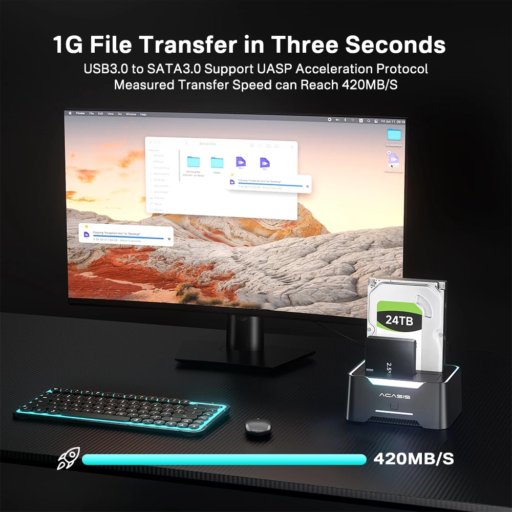 Đế đĩa cứng ACASIS 2.5 / 3.5 inch máy tính xách tay để bàn SATA cổng nối tiếp SSD trạng thái rắn di