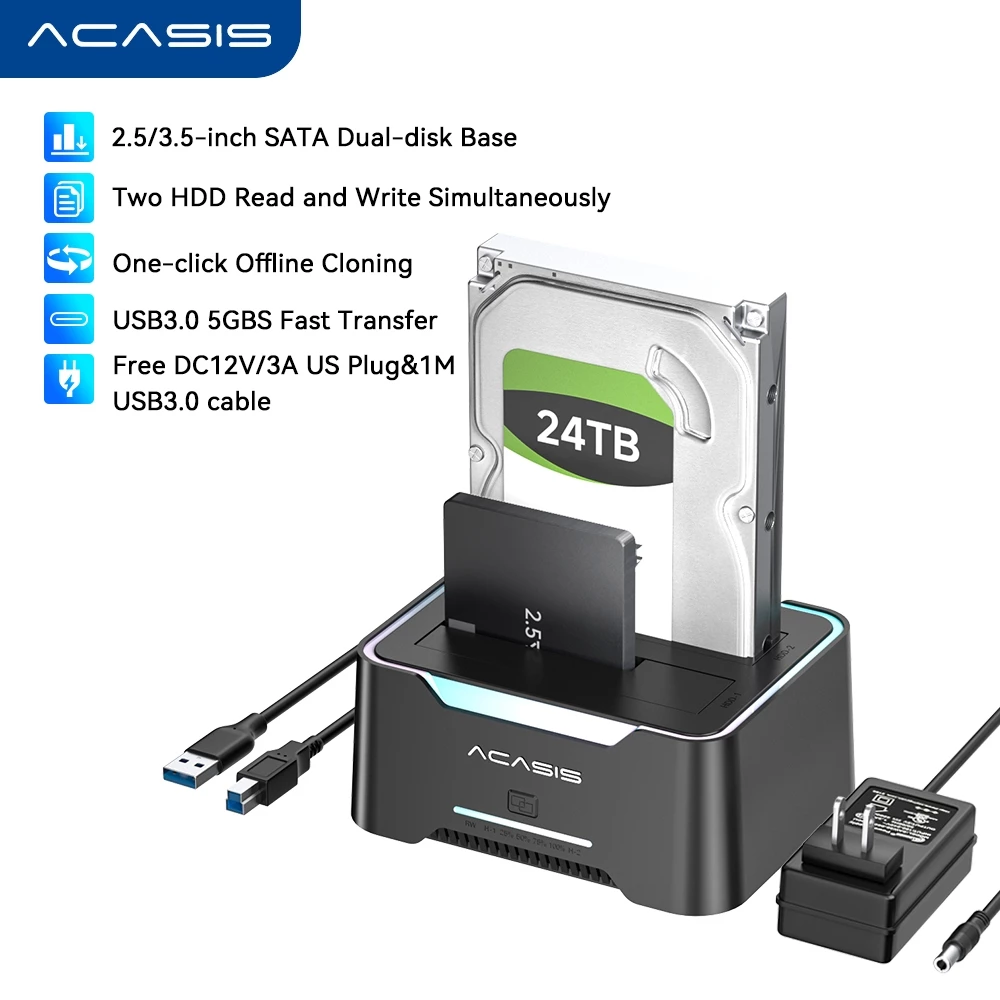 Đế đĩa cứng ACASIS 2.5 / 3.5 inch máy tính xách tay để bàn SATA cổng nối tiếp SSD trạng thái rắn di
