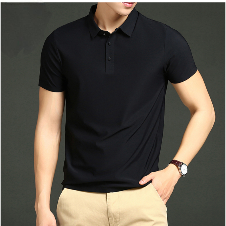 Áo Sơ Mi Polo Nam Oversize Công Sở Rời Áo Polo Đen Thời Trang Trơn Áo Thun Làm Việc