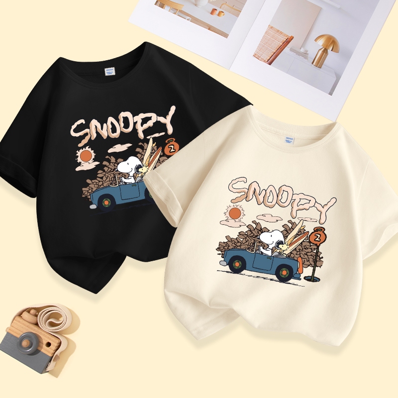 W.G.Q  Áo thun bé trai , vải 100% Cotton, mềm mại thoải mái khi in hình SNOOPY