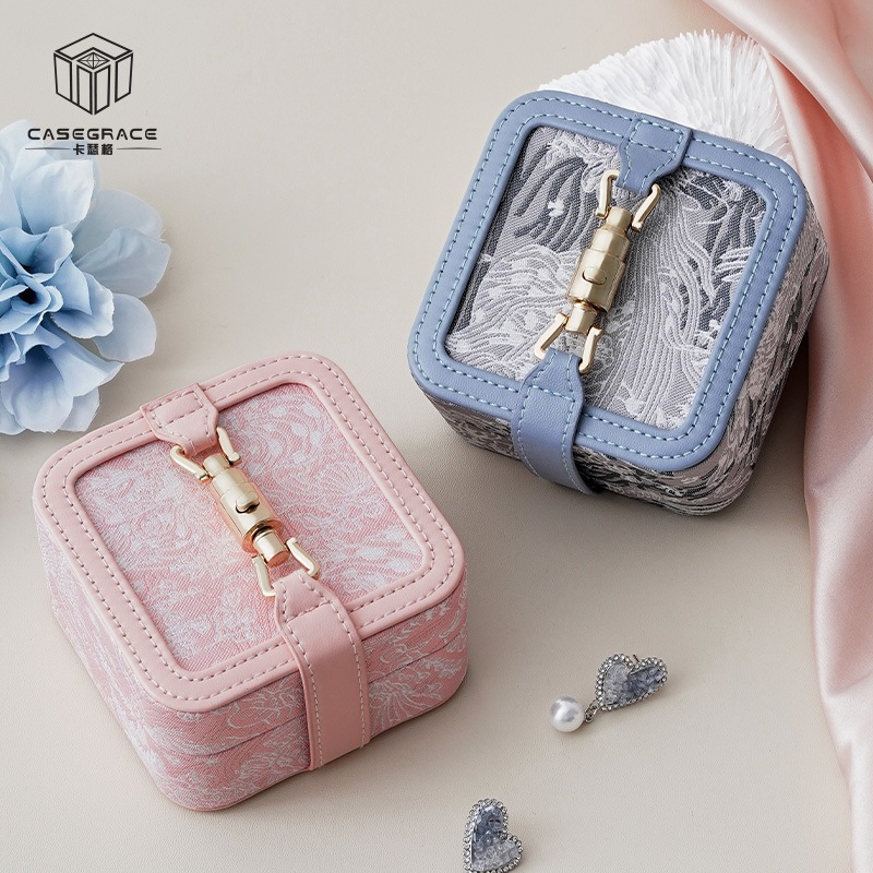 Casegrace Di Động Hộp Trang Sức Trang Sức Hộp Bảo Quản Kim Loại Khóa Trang Sức Tổ Chức Cho Bông Tai Neclklace Nhẫn Hộp Quà Tặng