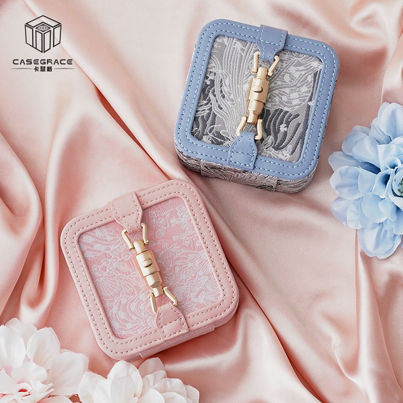 Casegrace Di Động Hộp Trang Sức Trang Sức Hộp Bảo Quản Kim Loại Khóa Trang Sức Tổ Chức Cho Bông Tai Neclklace Nhẫn Hộp Quà Tặng
