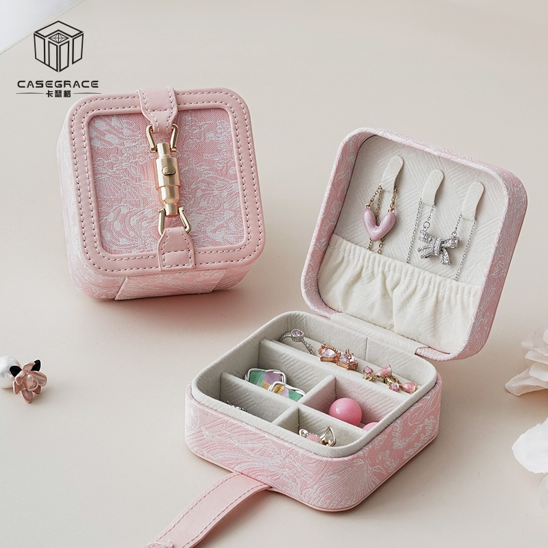 Casegrace Di Động Hộp Trang Sức Trang Sức Hộp Bảo Quản Kim Loại Khóa Trang Sức Tổ Chức Cho Bông Tai Neclklace Nhẫn Hộp Quà Tặng