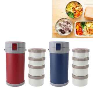 Bình cách nhiệt 2.9L 304 Lò vi sóng bằng thép không gỉ An toàn chống rò rỉ Hộp cơm trưa có thể xếp chồng lên nhau có dây đeo Tay cầm Bình đựng thức ăn chân không cách nhiệt cho trường học Văn phòng