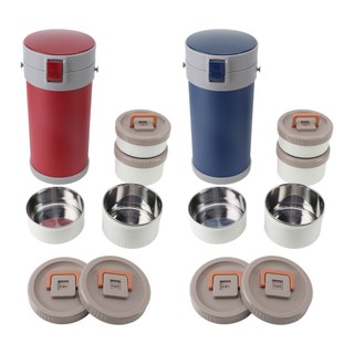 Bình cách nhiệt 2.9L 304 Lò vi sóng bằng thép không gỉ An toàn chống rò rỉ Hộp cơm trưa có thể xếp chồng lên nhau có dây đeo Tay cầm Bình đựng thức ăn chân không cách nhiệt cho trường học Văn phòng