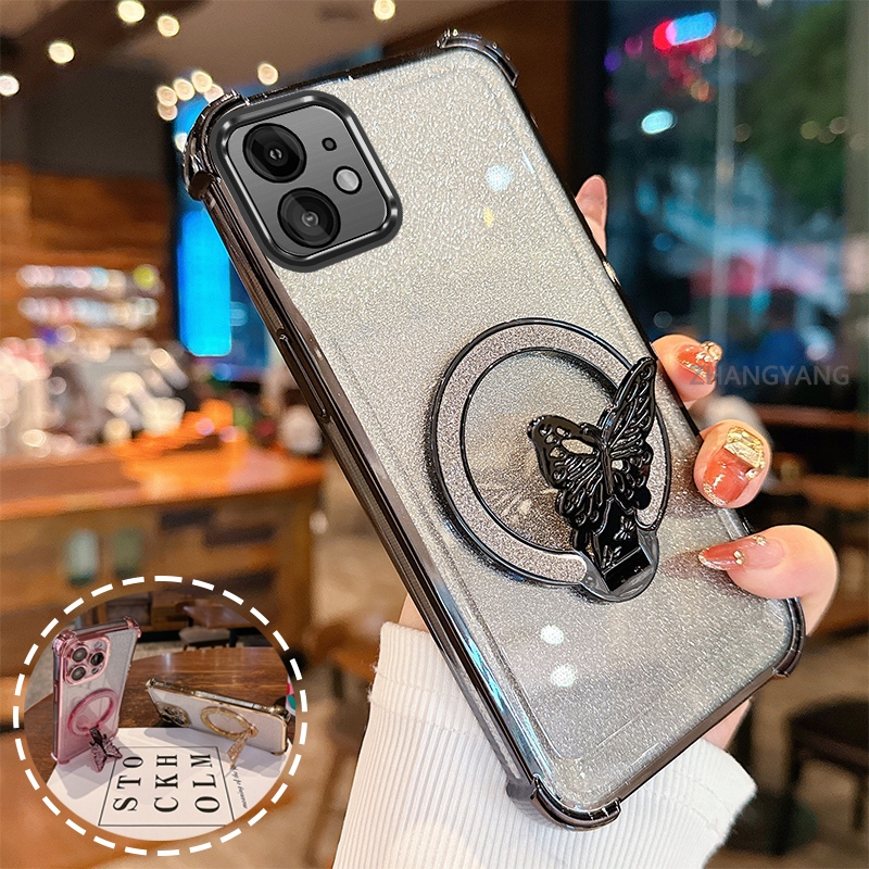 Ốp Lưng Cho iPhone 11 iPhone 11 Pro iPhone 11 Pro Max flash Bột Mạ Điện Bốn Góc Chống Rơi Vỏ Điện Thoại Thẩm Mỹ flash Bướm Giá Đỡ Thiết Kế Mới TPU Mềm