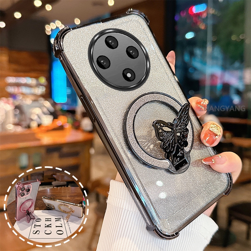 Ốp Lưng Cho OPPO reno 12F 5G flash Bột Mạ Điện Bốn Góc Chống Rơi Vỏ Điện Thoại Thẩm Mỹ flash Bướm Giá Đỡ Thiết Kế Mới TPU Mềm Trường Hợp