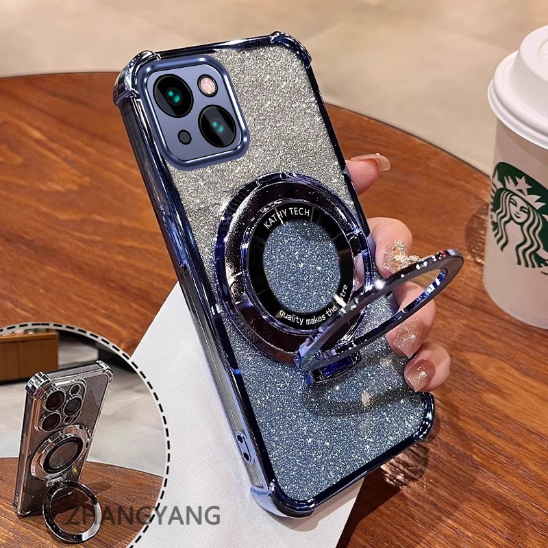 Ốp Lưng Cho iPhone 13 iPhone 13 Pro iPhone 13 Pro Max Mạ Điện Bốn Góc Chống Rơi Vỏ Điện Thoại Thẩm Mỹ flash 3D Giá Đỡ Điện Thoại Thiết Kế Mới TPU Mềm