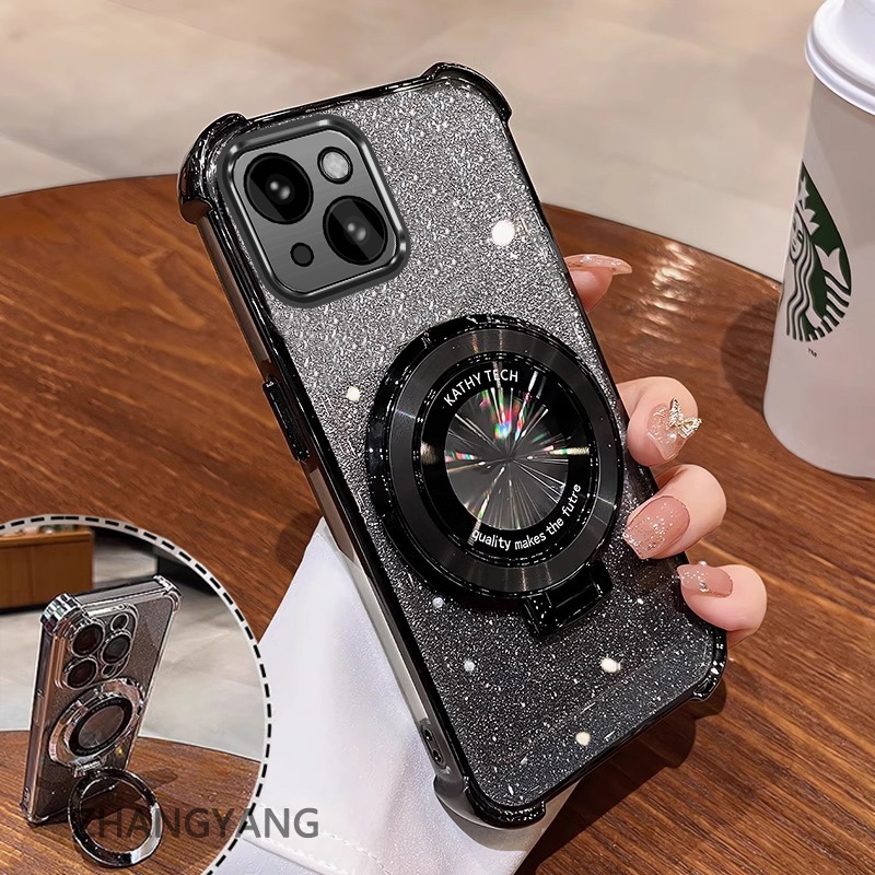 Ốp Lưng Cho iPhone 13 iPhone 13 Pro iPhone 13 Pro Max Mạ Điện Bốn Góc Chống Rơi Vỏ Điện Thoại Thẩm Mỹ flash 3D Giá Đỡ Điện Thoại Thiết Kế Mới TPU Mềm