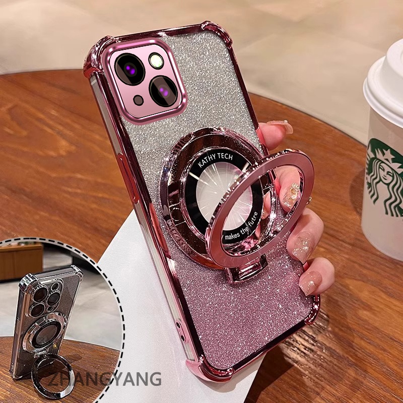 Ốp Lưng Cho iPhone 13 iPhone 13 Pro iPhone 13 Pro Max Mạ Điện Bốn Góc Chống Rơi Vỏ Điện Thoại Thẩm Mỹ flash 3D Giá Đỡ Điện Thoại Thiết Kế Mới TPU Mềm