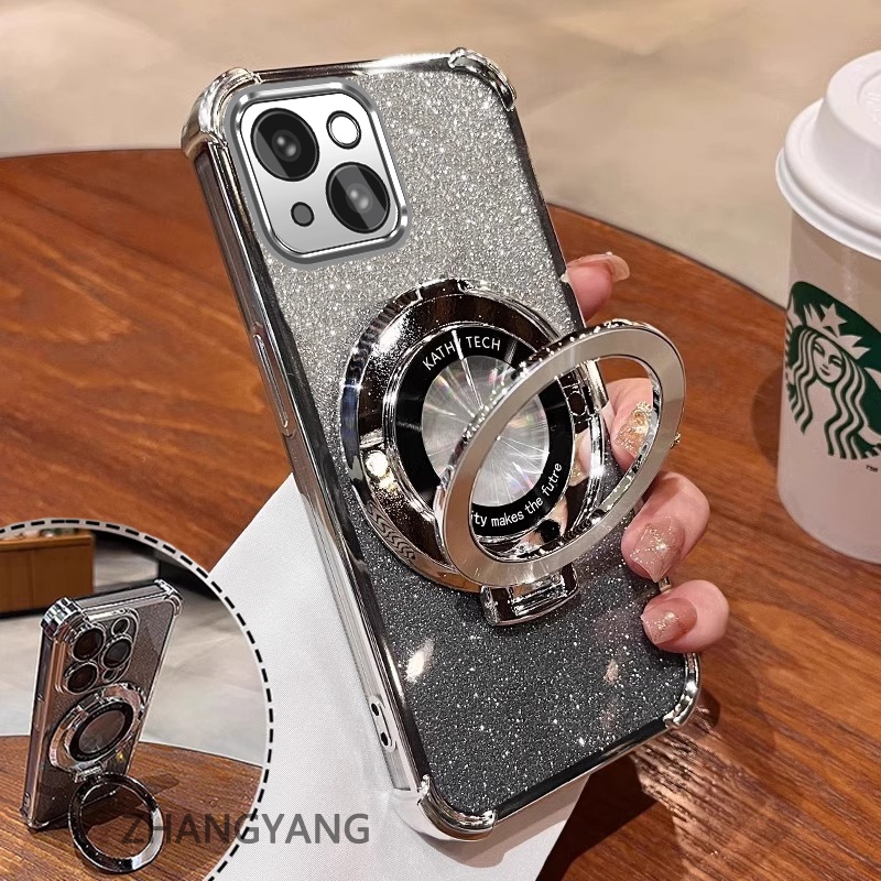 Ốp Lưng Cho iPhone 13 iPhone 13 Pro iPhone 13 Pro Max Mạ Điện Bốn Góc Chống Rơi Vỏ Điện Thoại Thẩm Mỹ flash 3D Giá Đỡ Điện Thoại Thiết Kế Mới TPU Mềm