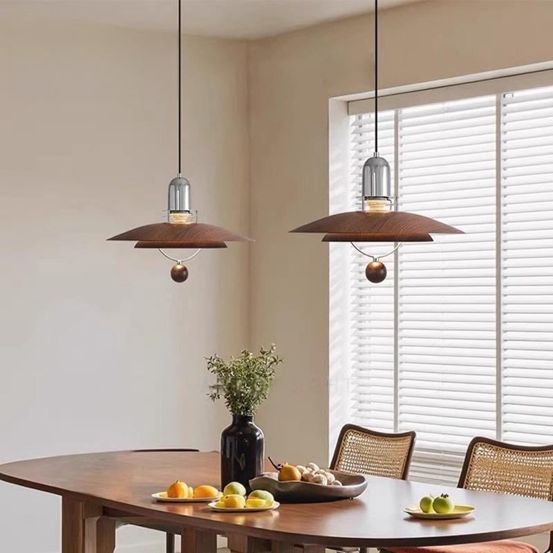Đèn chùm Bauhaus hậu hiện đại, Đèn treo trang trí bàn ăn màu quả óc chó bằng sắt cổ điển, Đèn treo trang trí phòng ngủ trên đảo nhà bếp