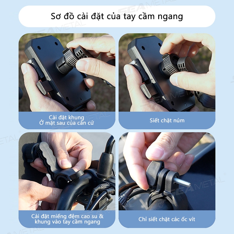 Giá đỡ điện thoại xe máy seametal Kẹp điện thoại xe máy, xe đạp xoay 360 độ tiện lợi chắc chắn